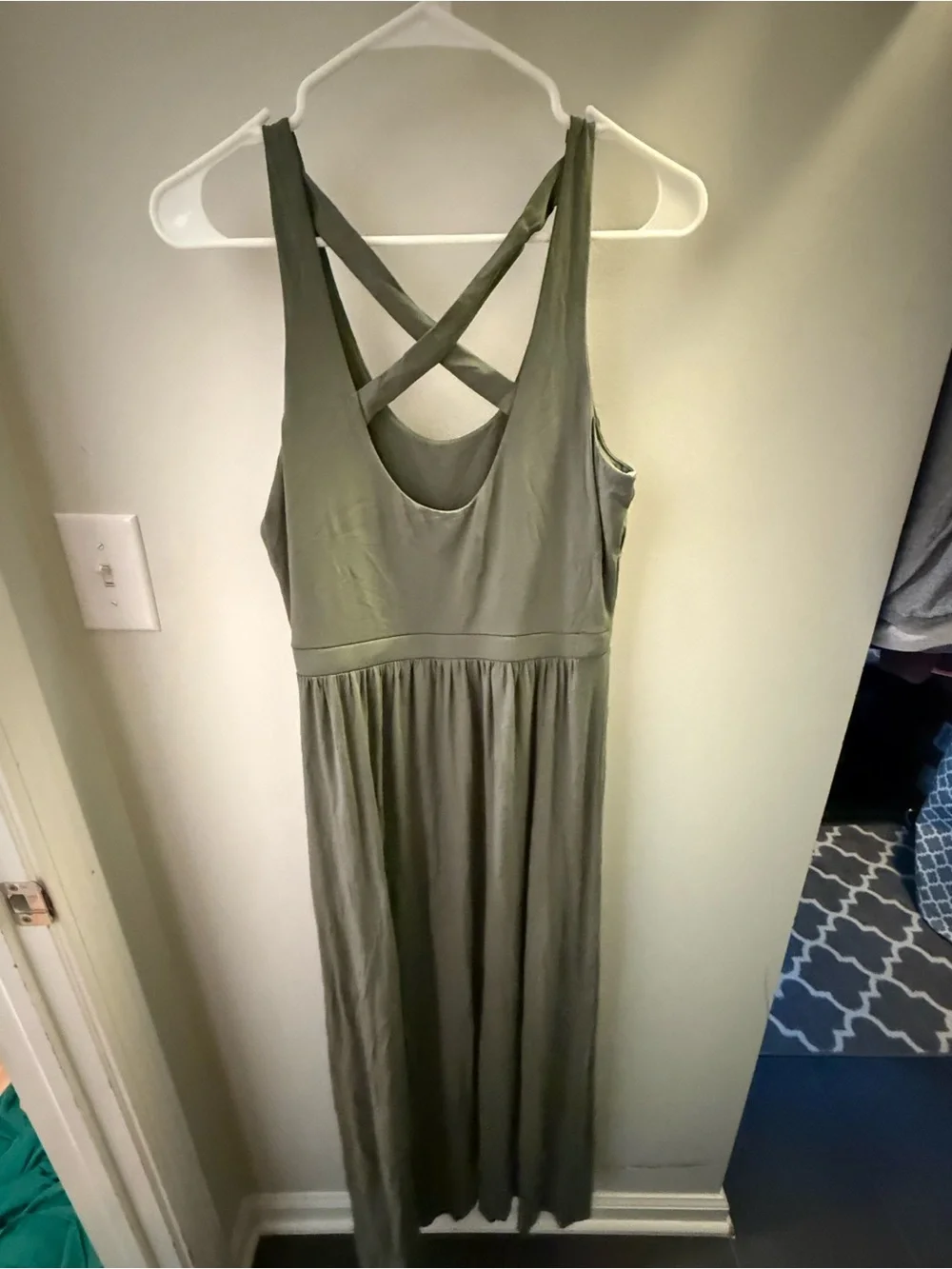 LOFT Olive Cross-Back Tank Dress
